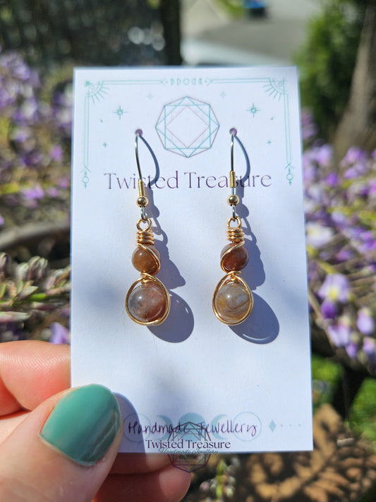 Bronze 'Alchemy' Earrings - Indian Agate