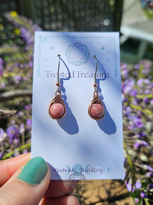 Copper 'Dew Drop' Earrings - Thulite