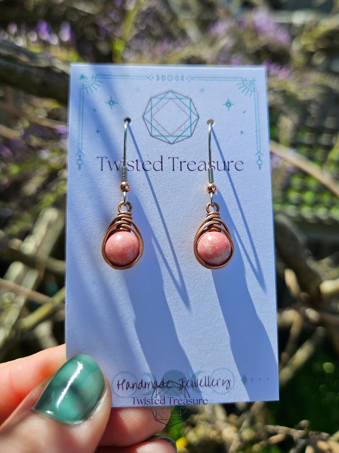 Copper 'Dew Drop' Earrings - Thulite