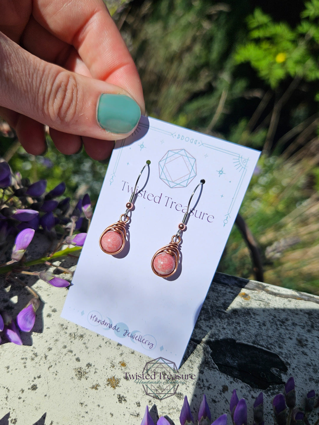 Copper 'Dew Drop' Earrings - Thulite