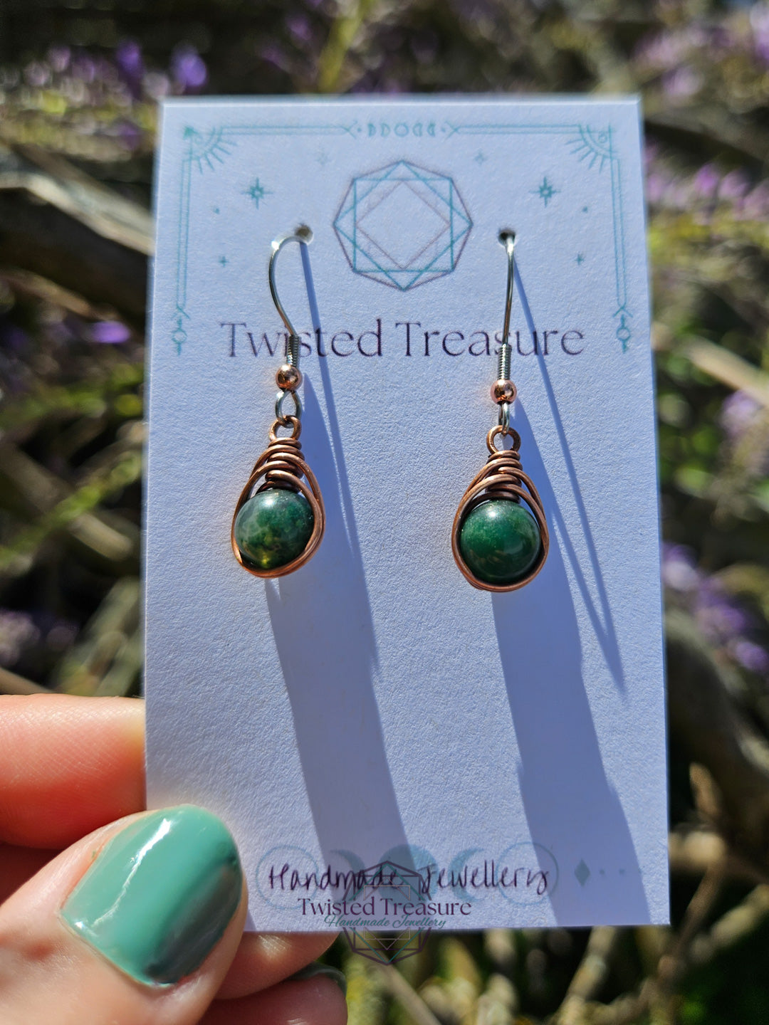 Copper 'Dew Drop' Earrings - Indian Agate