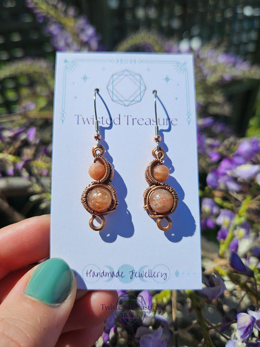 Copper 'Phase' earrings - Sunstone