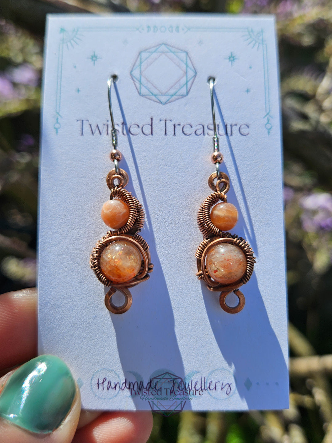 Copper 'Phase' earrings - Sunstone