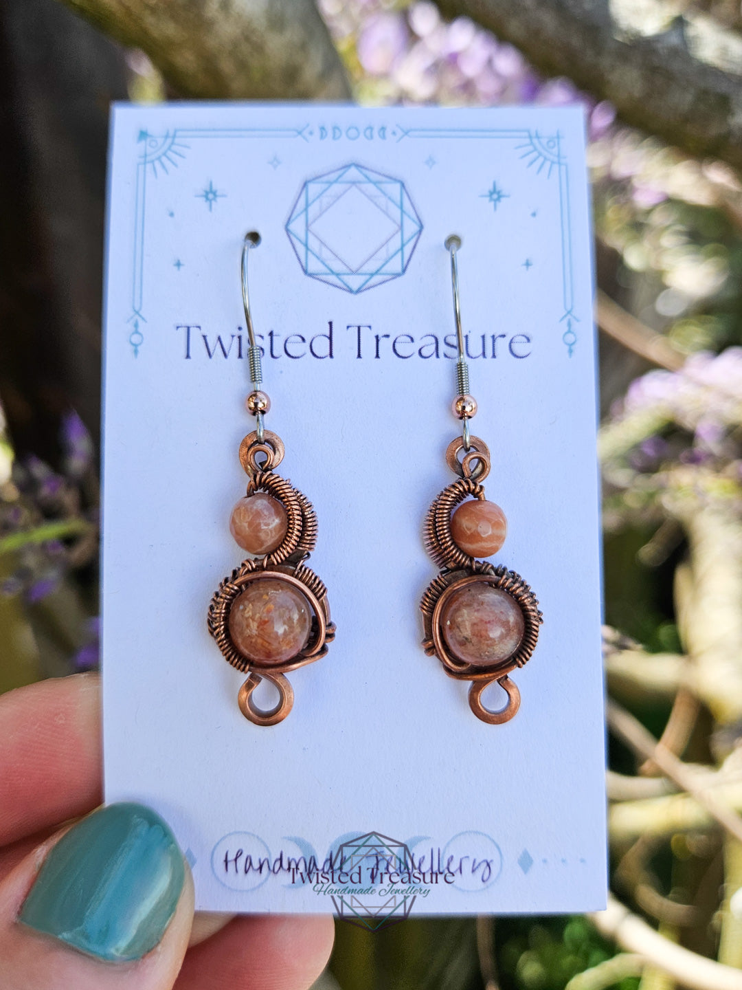 Copper 'Phase' earrings - Sunstone