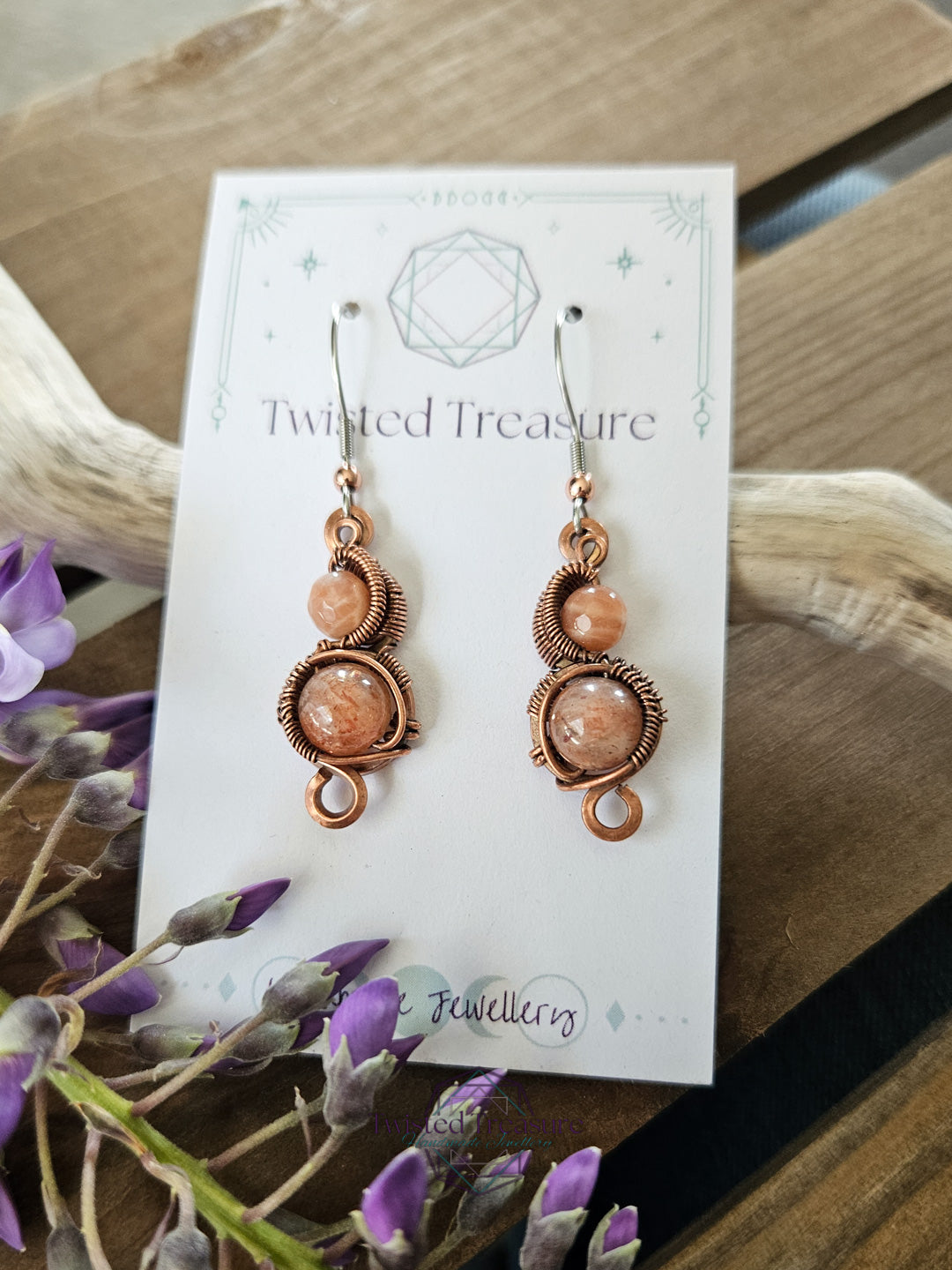 Copper 'Phase' earrings - Sunstone