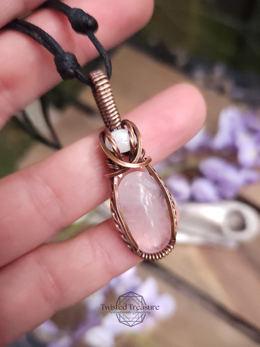 Rose Quartz, Opal and Copper Necklace