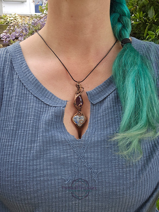 Moonstone, Amethyst and Copper Necklace