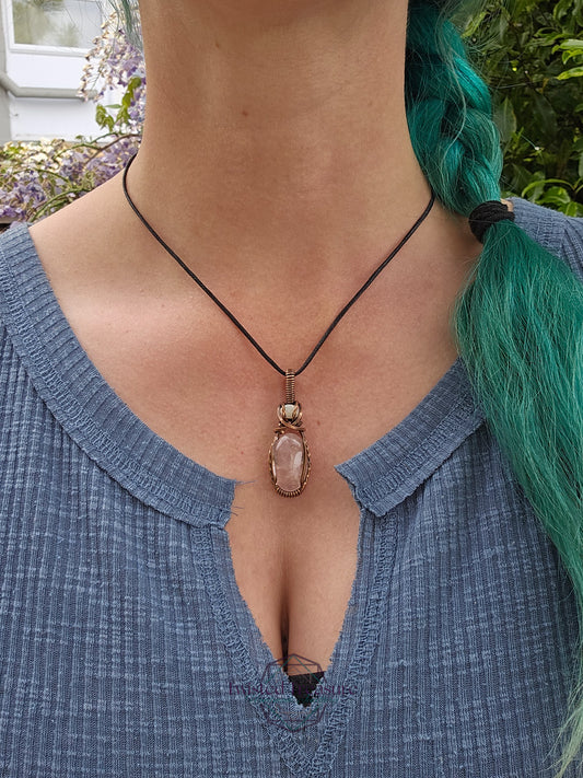 Rose Quartz, Opal and Copper Necklace