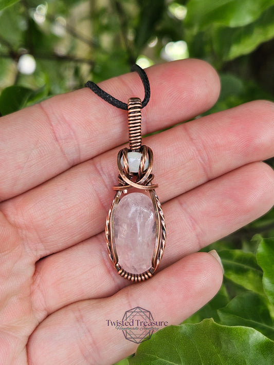 Rose Quartz, Opal and Copper Necklace