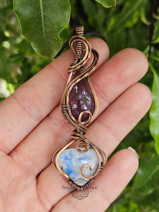 Moonstone, Amethyst and Copper Necklace