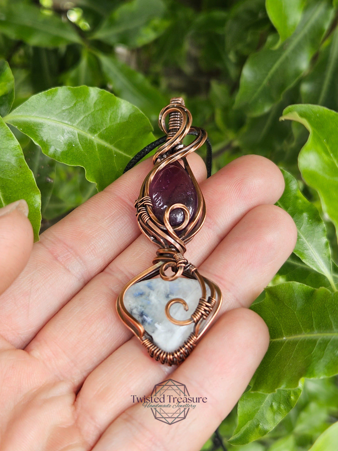 Moonstone, Amethyst and Copper Necklace
