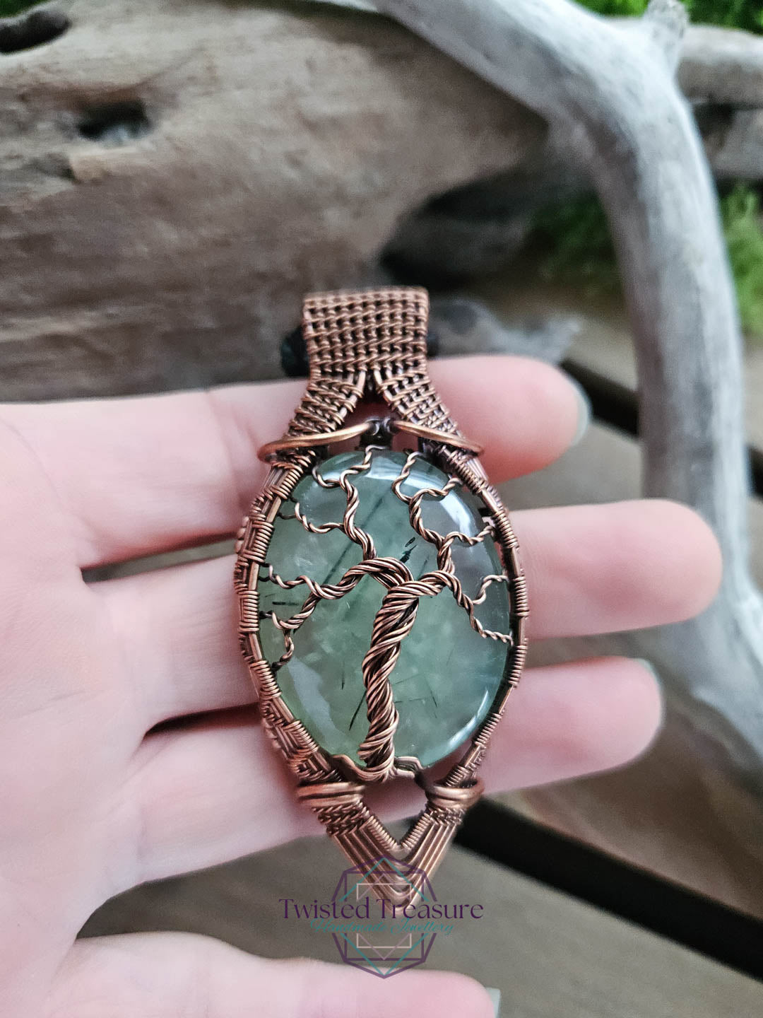 Prehnite Copper Tree Necklace