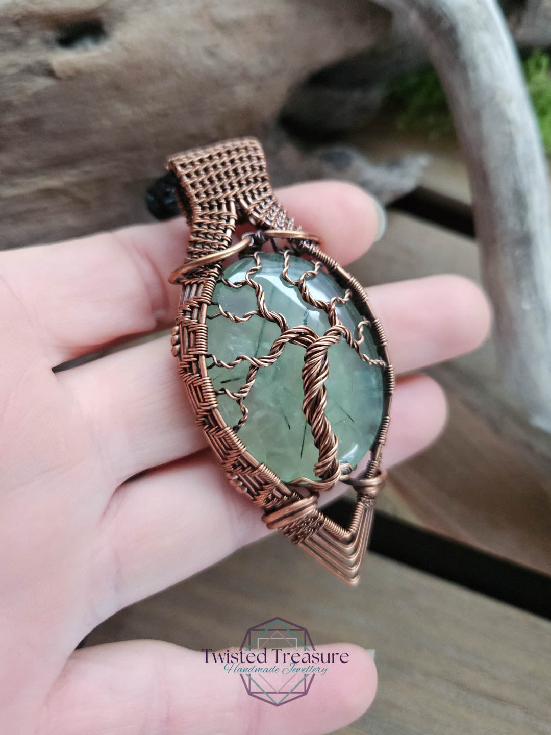 Prehnite Copper Tree Necklace
