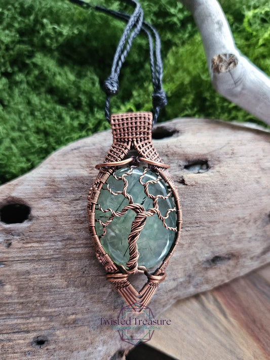 Prehnite Copper Tree Necklace