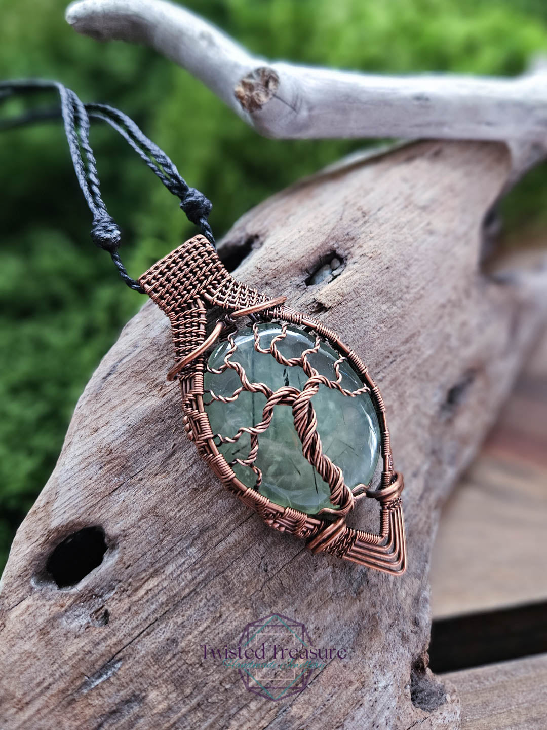 Prehnite Copper Tree Necklace