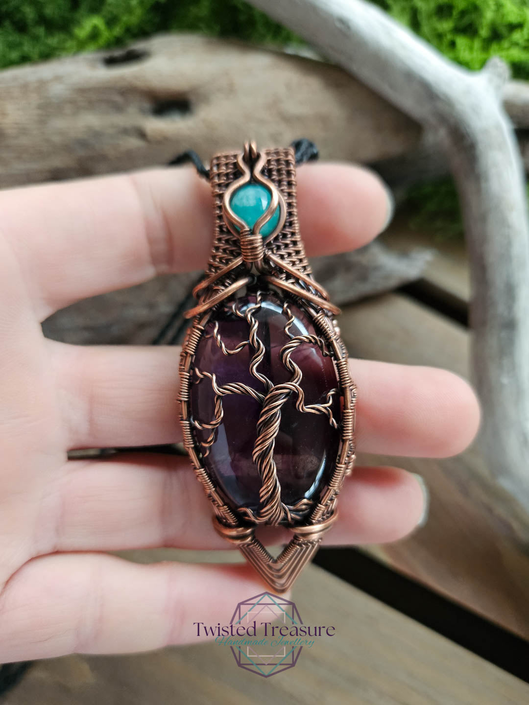 Amethyst, Amazonite and Copper Necklace