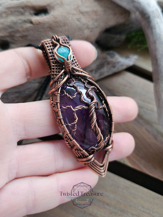 Amethyst, Amazonite and Copper Necklace