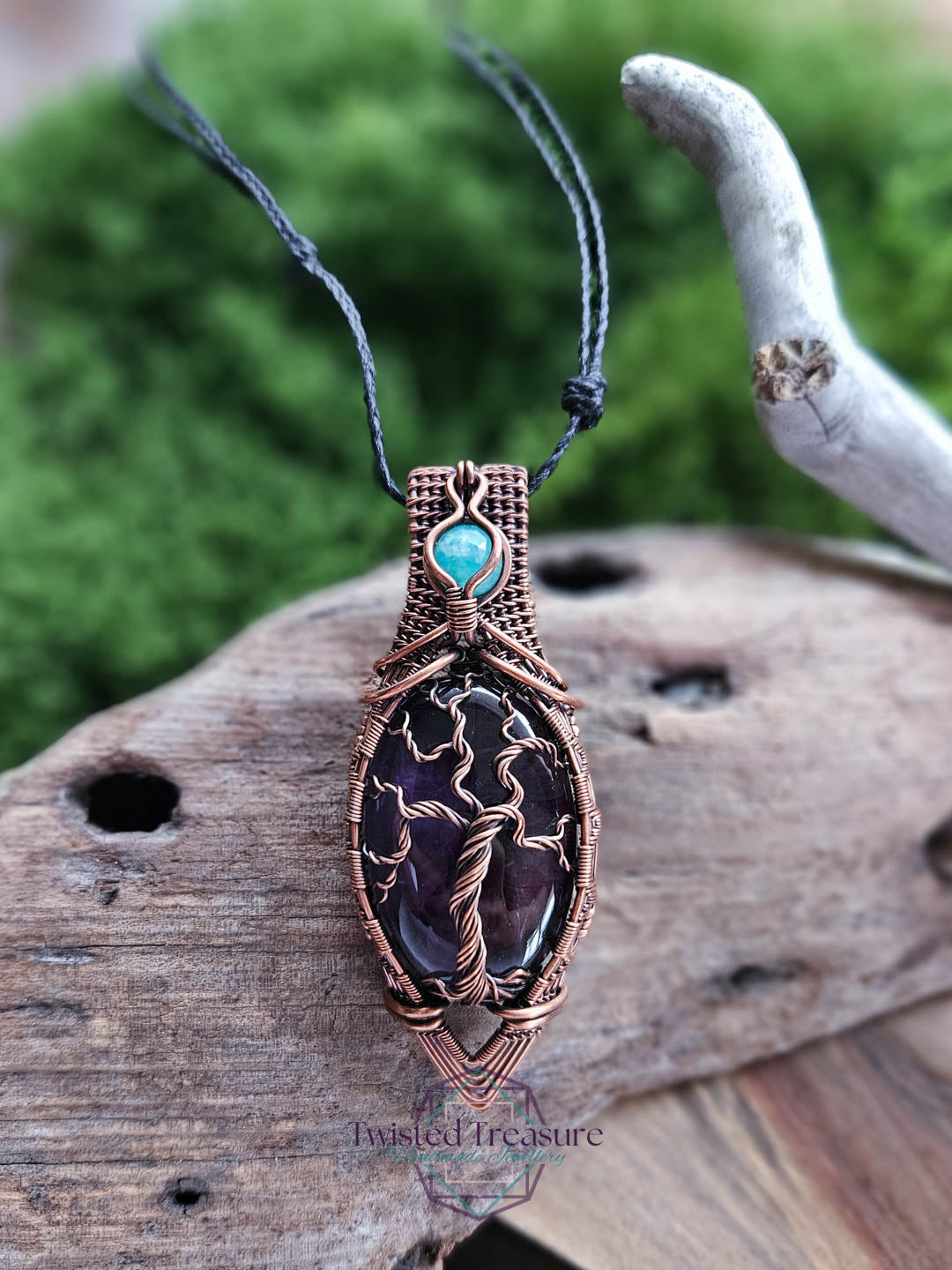 Amethyst, Amazonite and Copper Necklace