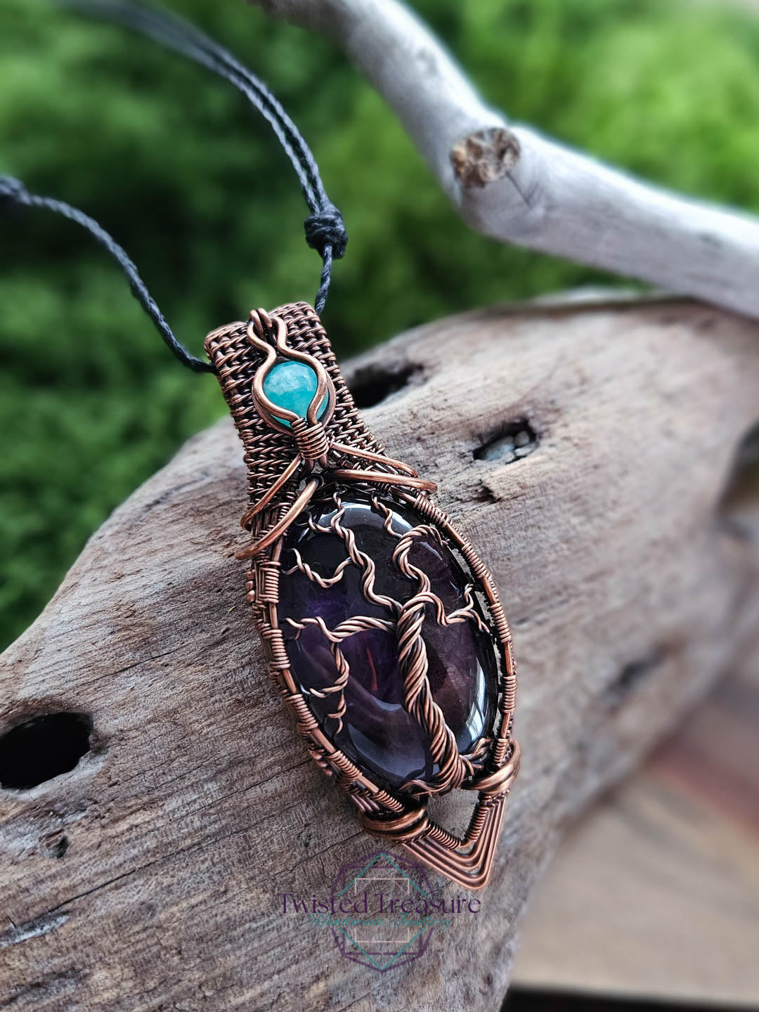 Amethyst, Amazonite and Copper Necklace