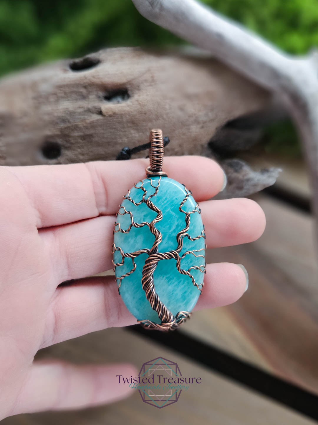 Amazonite and Copper Tree of Life Necklace