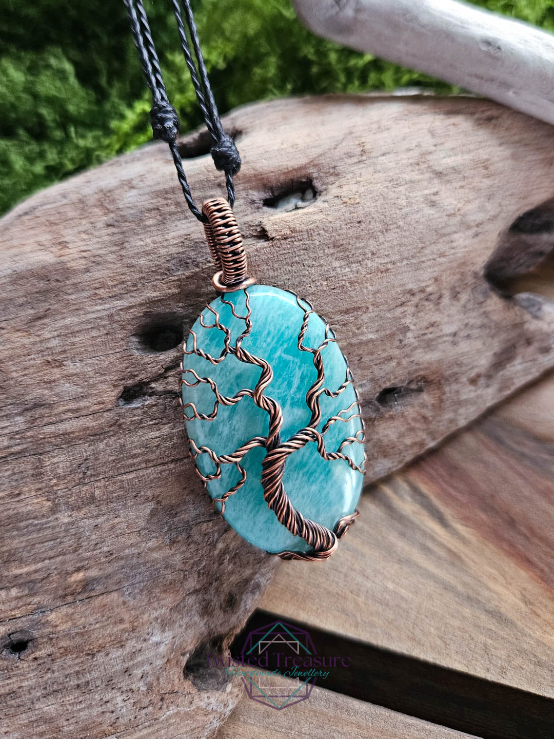 Amazonite and Copper Tree of Life Necklace