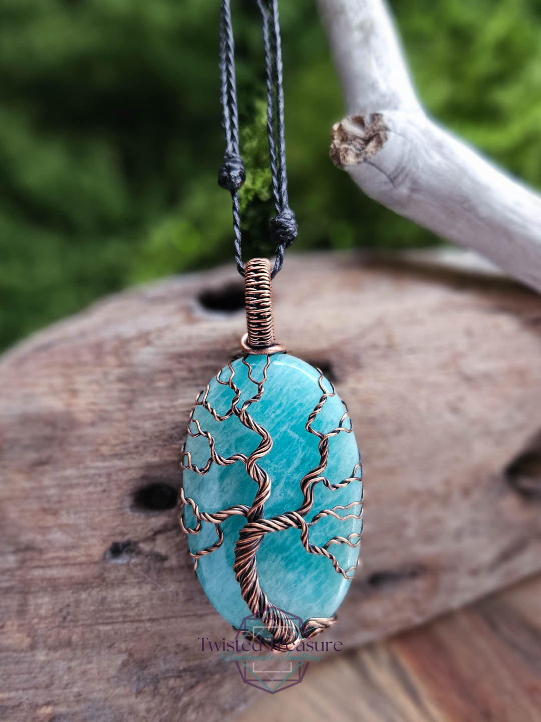 Amazonite and Copper Tree of Life Necklace
