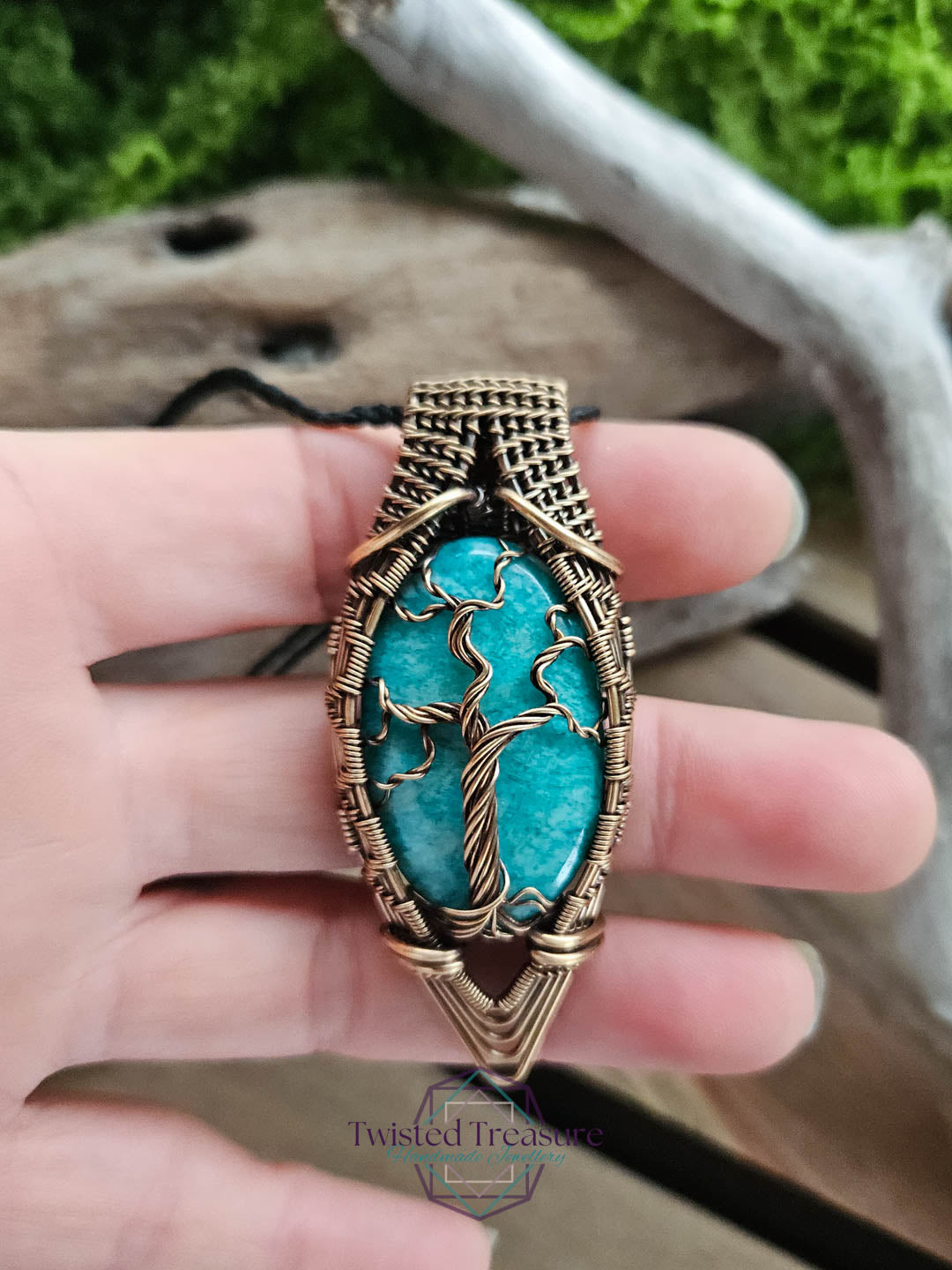 Amazonite Bronze Tree Necklace