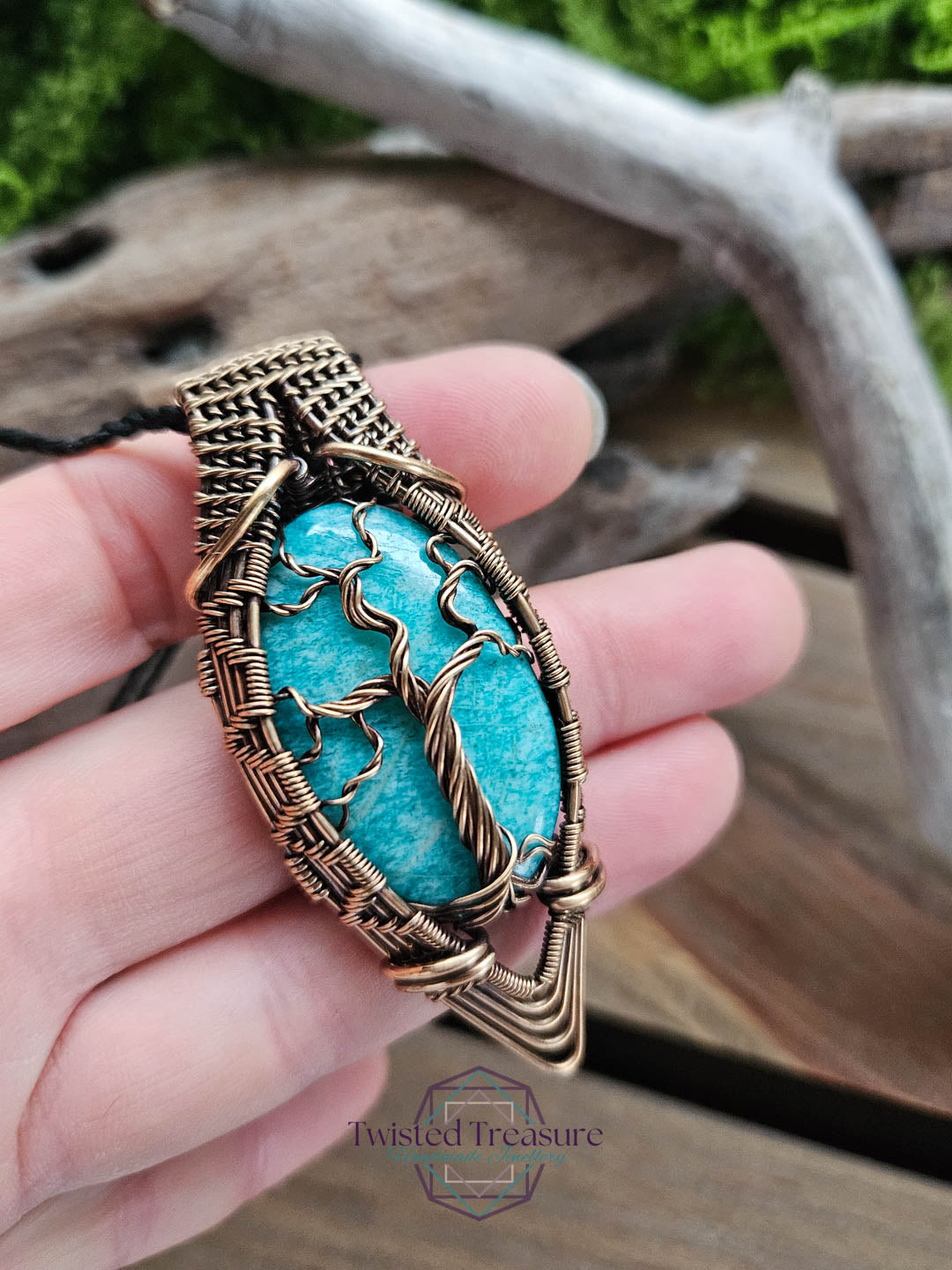 Amazonite Bronze Tree Necklace