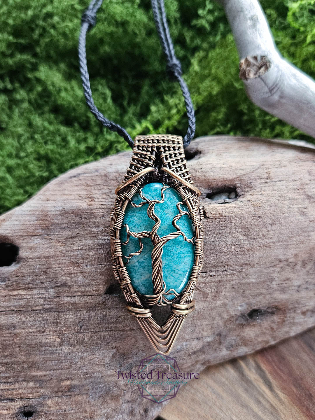 Amazonite Bronze Tree Necklace