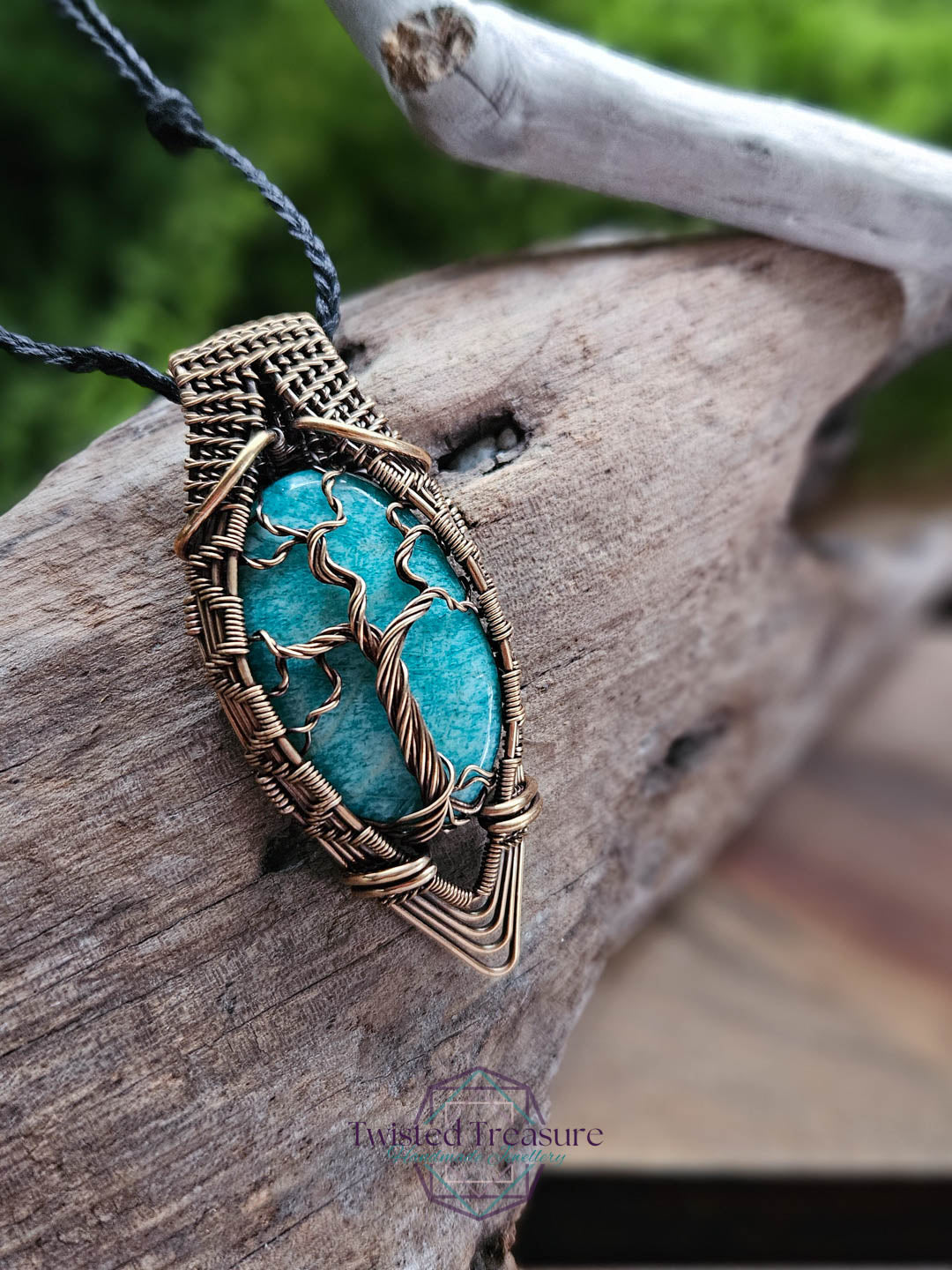 Amazonite Bronze Tree Necklace