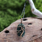 Moss Agate and Bronze Tree Necklace