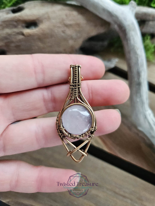 Rose Quartz Bronze Necklace