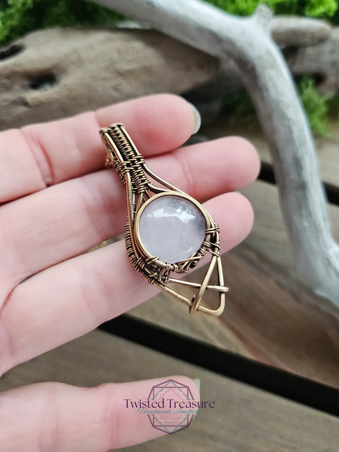 Rose Quartz Bronze Necklace