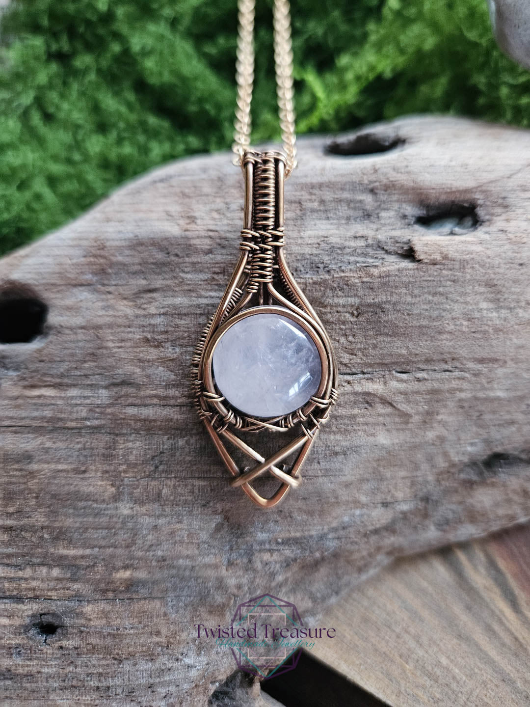 Rose Quartz Bronze Necklace