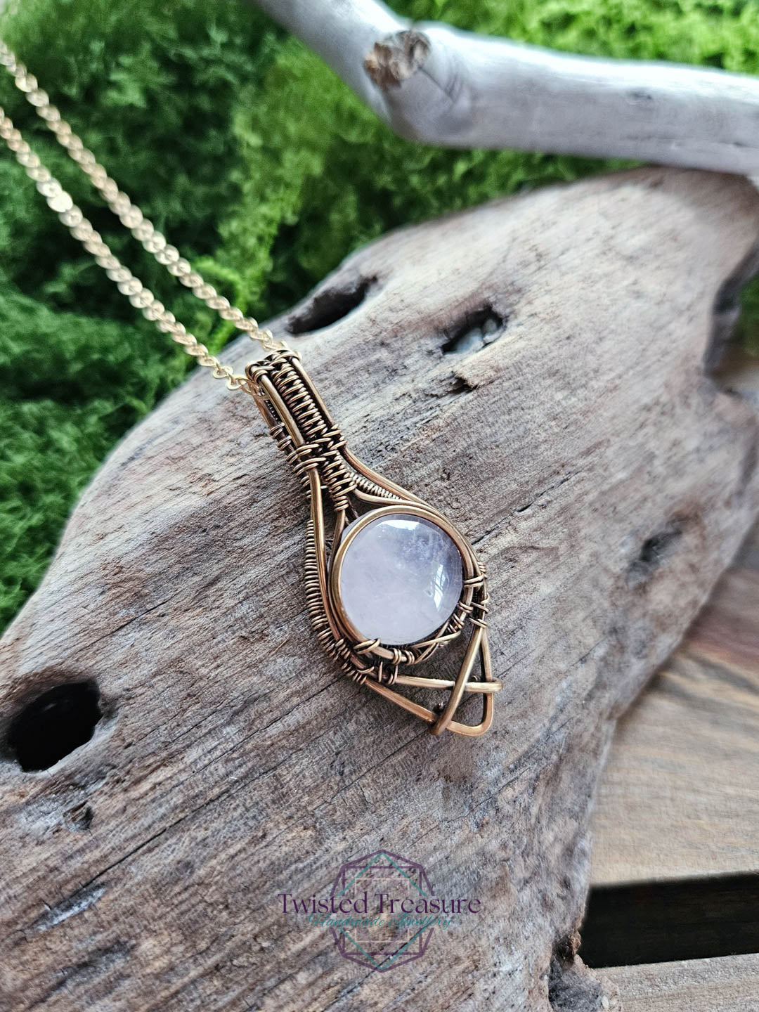 Rose Quartz Bronze Necklace
