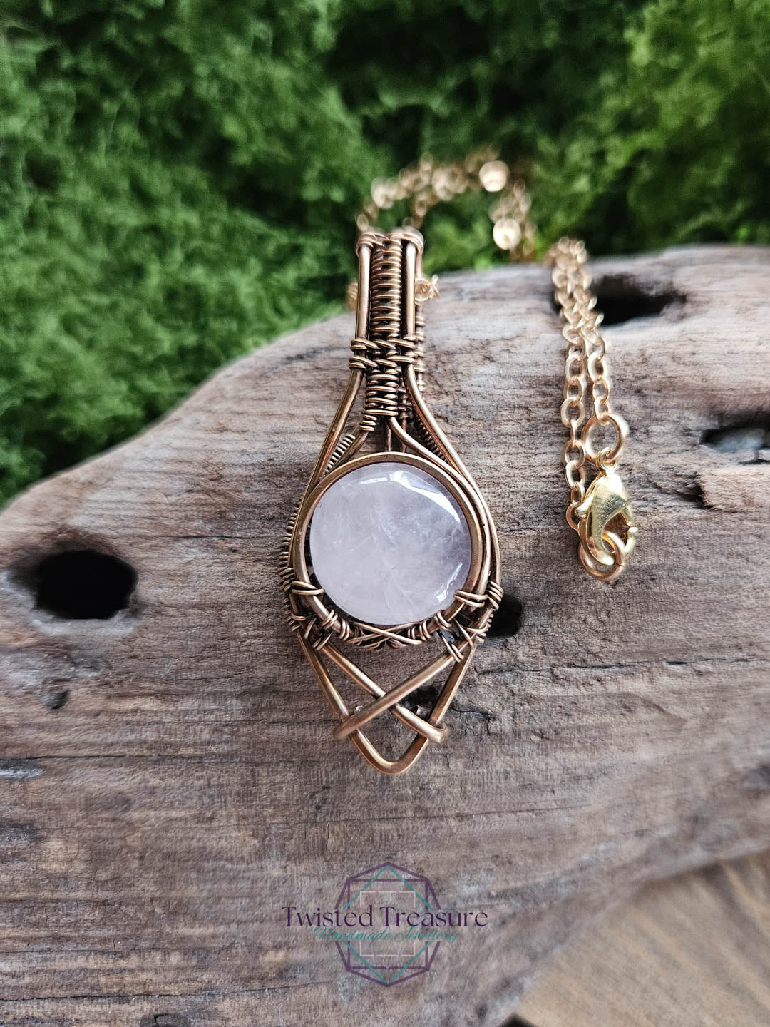 Rose Quartz Bronze Necklace