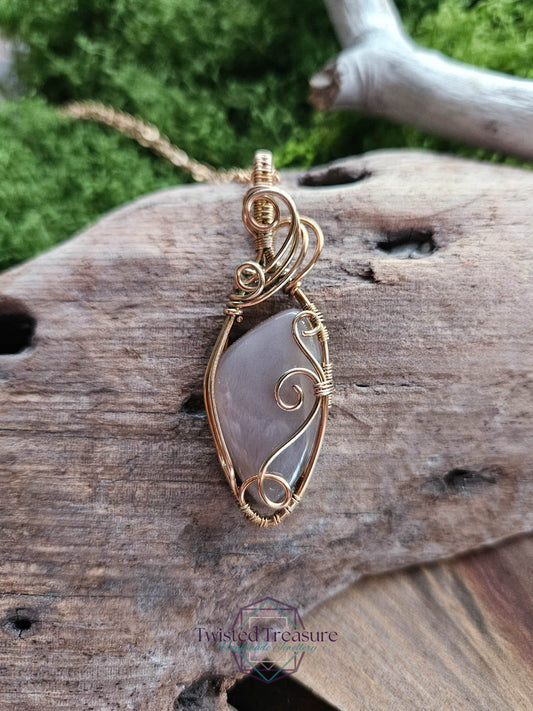 Peach Moonstone Bronze Necklace