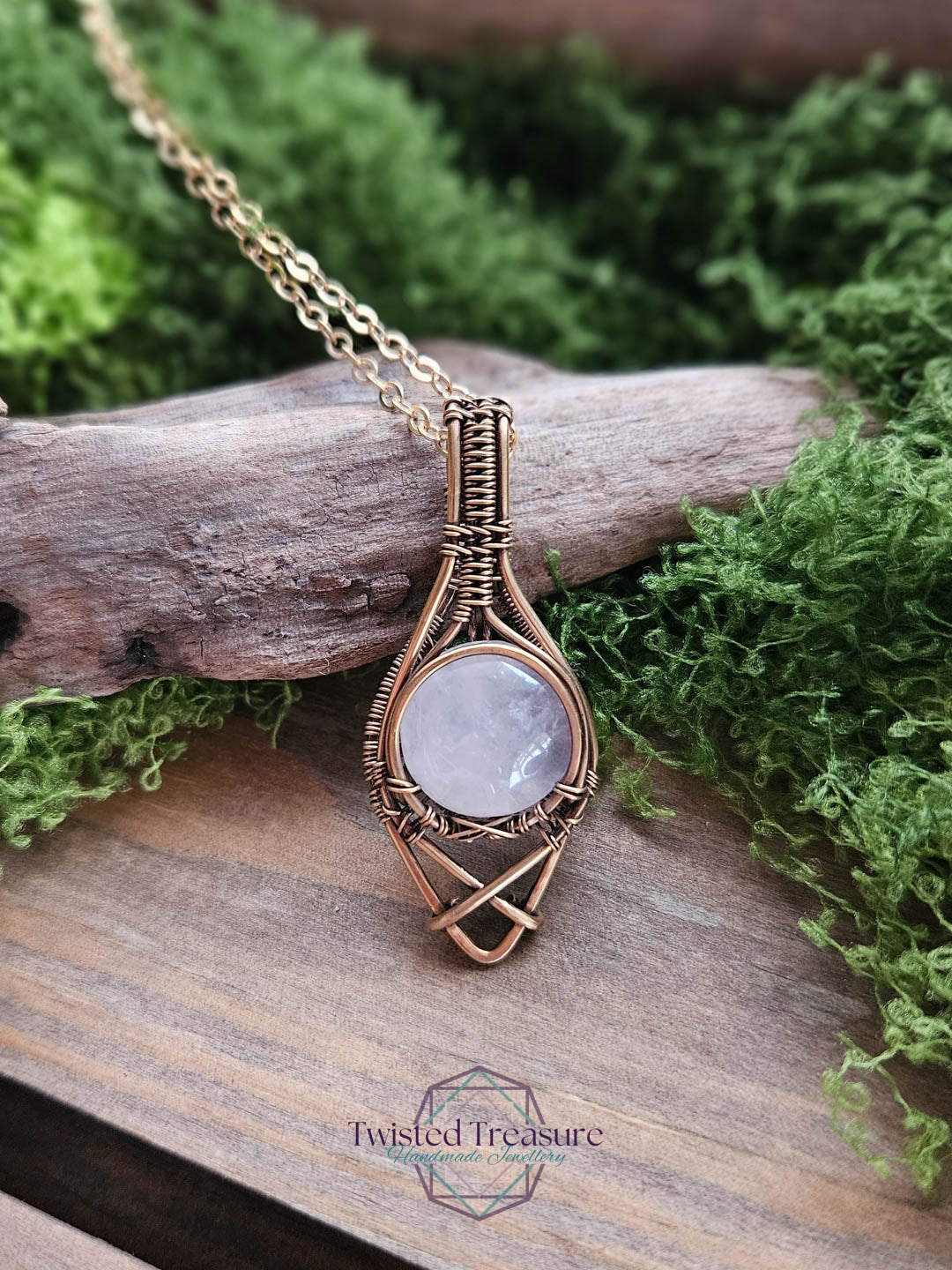 Rose Quartz Bronze Necklace