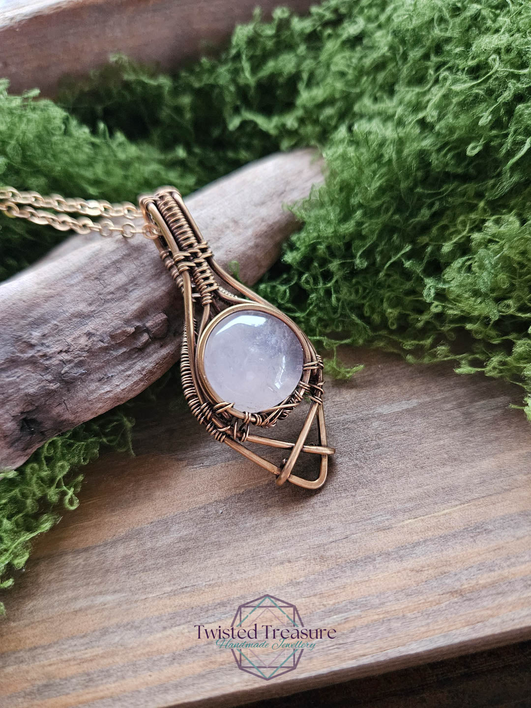 Rose Quartz Bronze Necklace