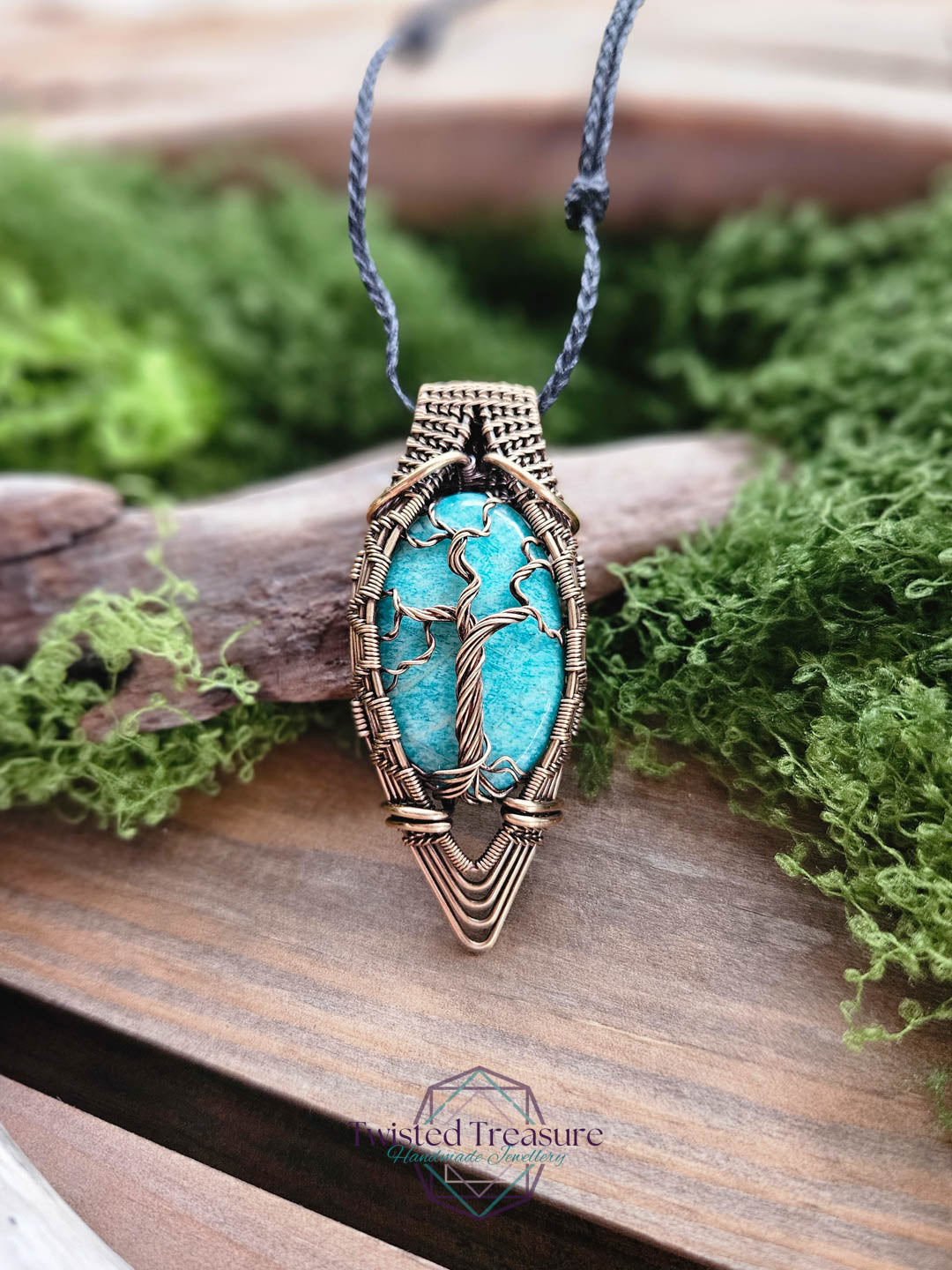 Amazonite Bronze Tree Necklace