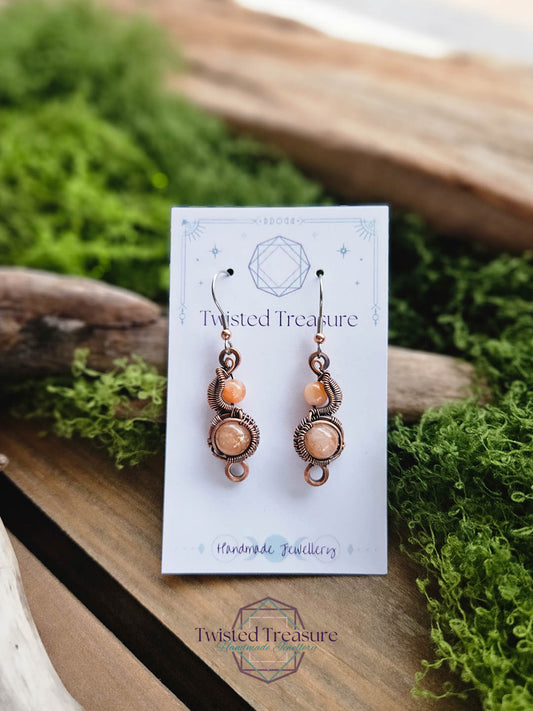 Copper Phase Earrings - Sunstone