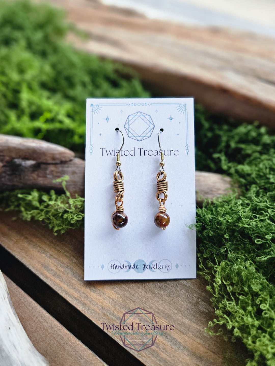 Bronze Curlicue Earrings - Pietersite