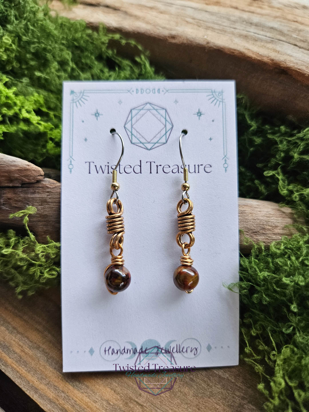 Bronze Curlicue Earrings - Pietersite