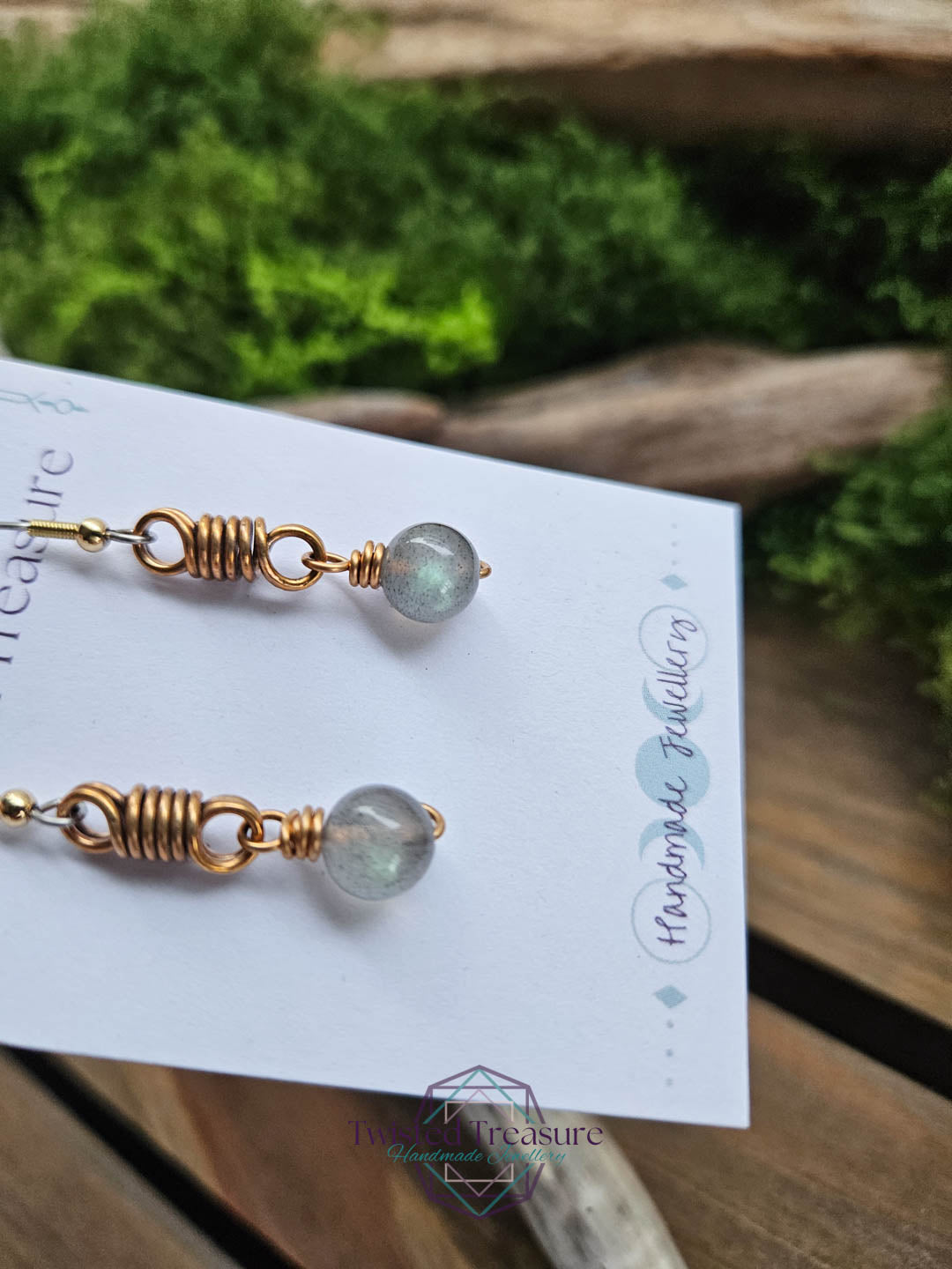 Bronze Curlicue Earrings - Labradorite