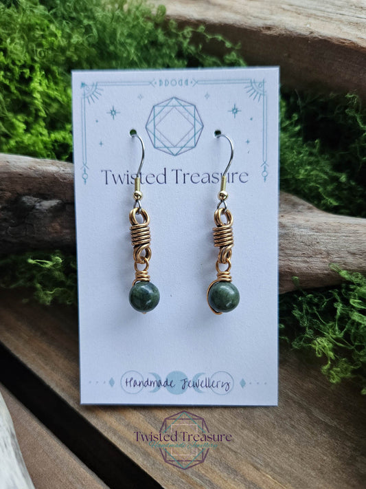 Bronze Curlicue Earrings - Jade