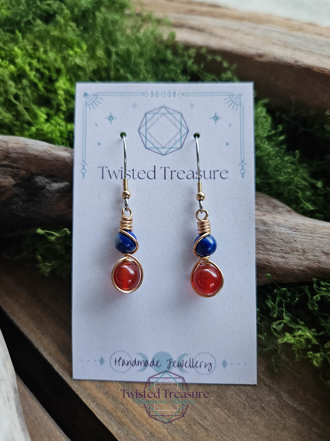 Bronze Alchemy Earrings - Lapis Lazuli & Carnelian