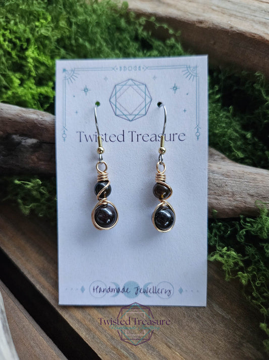 Bronze Alchemy Earrings - Tourmaline & Garnet
