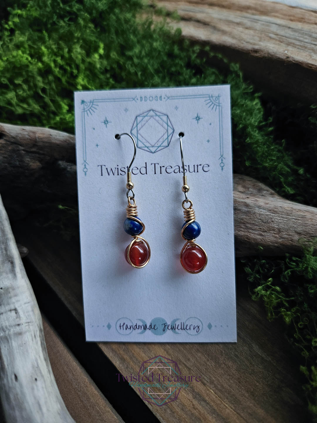 Bronze Alchemy Earrings - Lapis Lazuli & Carnelian