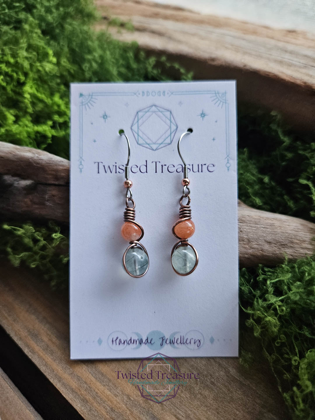 Copper Alchemy Earrings - Sunstone & Prehnite