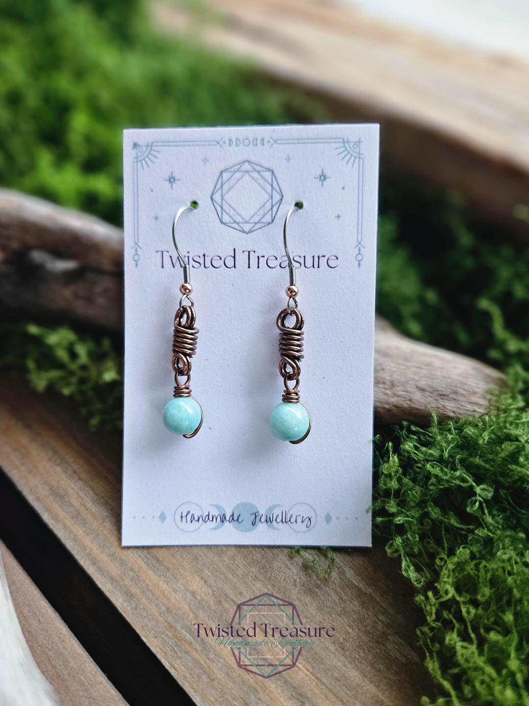 Copper Curlicue Earrings - Amazonite